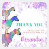 ヤギかわいい農場動物の誕生日パーティーありがとう スクエアシール (正面)