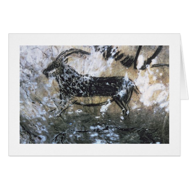 ヤギかセーム皮の黒い部屋の石の絵画、 (正面横)