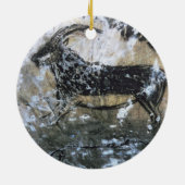 ヤギかセーム皮の黒い部屋の石の絵画、 セラミックオーナメント (裏面)