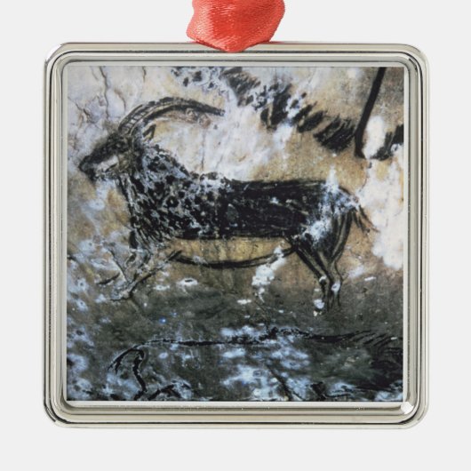 ヤギかセーム皮の黒い部屋の石の絵画、 メタルオーナメント (正面)