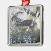 ヤギかセーム皮の黒い部屋の石の絵画、 メタルオーナメント (左)