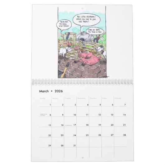 ヤギがおもしろい-カレンダーであるようにだれでも言いますしました カレンダー (3月 2026)