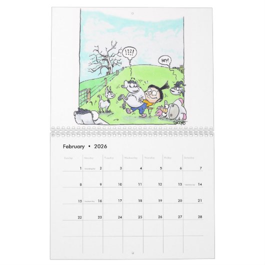ヤギがおもしろい-カレンダーであるようにだれでも言いますしました カレンダー (2月 2026)