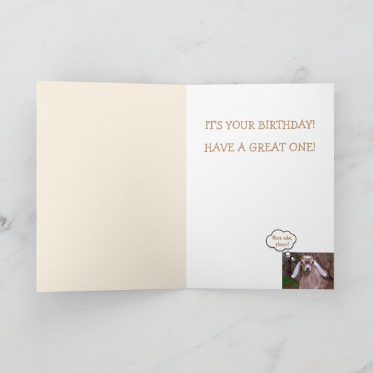 ヤギがケーキを欲しがる誕生日 カード (内部)