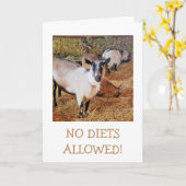 ヤギがケーキを欲しがる誕生日 カード (黄色い花)