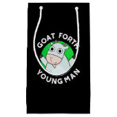 ヤギが出て行く若い男おもしろい動物プンダークBG スモールペーパーバッグ (正面)