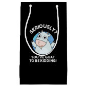 ヤギが動物のプンダークおもしろいブルーグを冗談に言ってる スモールペーパーバッグ (正面)