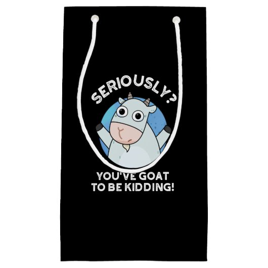 ヤギが動物のプンダークおもしろいブルーグを冗談に言ってる スモールペーパーバッグ (正面)