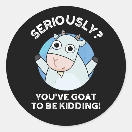 ヤギが動物のプンダークおもしろいブルーグを冗談に言ってる ラウンドシール (正面)