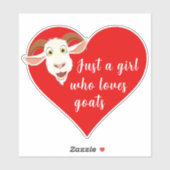 ヤギが大好きな女の子かわいい赤いハート シール (シート)