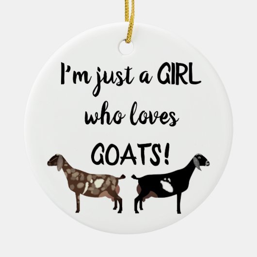 ヤギが大好きな女の子 – Nubian Dairy Goat セラミックオーナメント (正面)