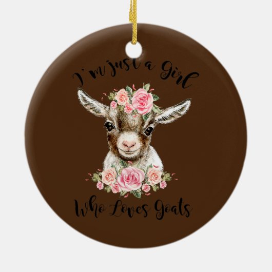 ヤギが大好きな少女かわいいヤギ愛好家 セラミックオーナメント (裏面)