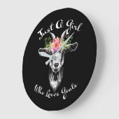 ヤギが好きな少女農家 ラージ壁時計 (傾斜)