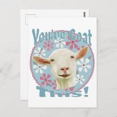 ヤギが来た!ヤギのピンクとブルー ポストカード (正面/裏面)