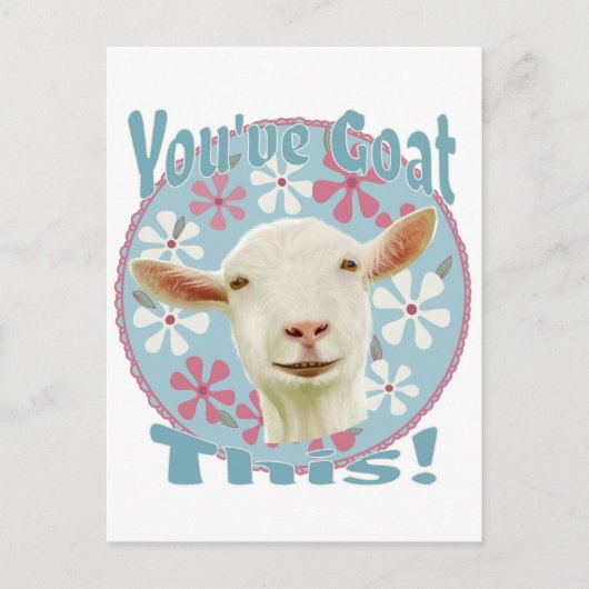 ヤギが来た!ヤギのピンクとブルー ポストカード (正面)