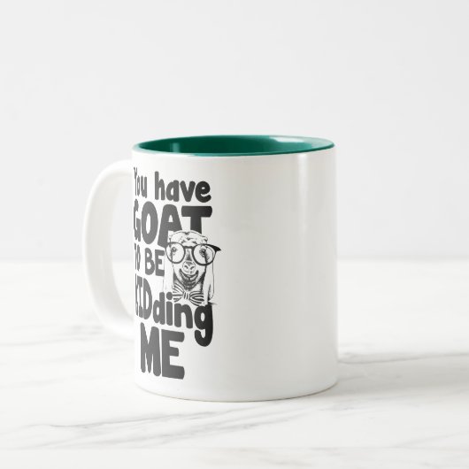 ヤギが私をからかう-おもしろいなガラスのヤギあります ツートーンマグカップ (正面左)