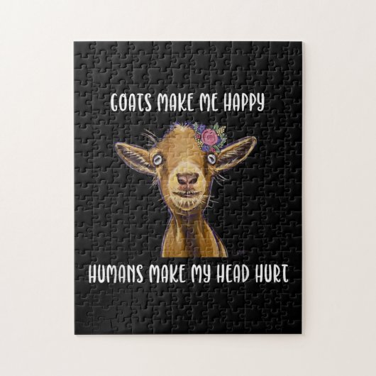 ヤギが私を幸せにするヤギ愛好家 ジグソーパズル (縦)