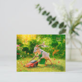 ヤギが芝刈り機で庭を破壊 シーズンポストカード (スタンド正面)