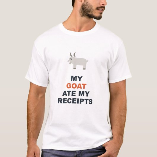 ヤギが領収書を食べてしまった Tシャツ (正面)