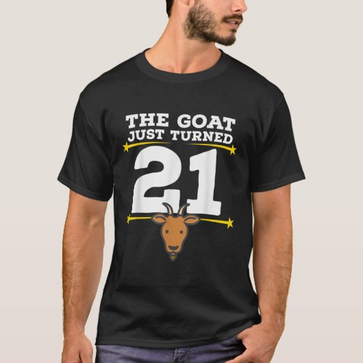 ヤギが21歳21歳の誕生日ヤギのテーマに Tシャツ (正面)