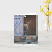 ヤギとチキンファーミヤードノートカード カード (黄色い花)