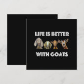 ヤギと一緒なら人生はもっと楽しい、ヤギ好き、ヤギのギフト 招待状 (正面/裏面)