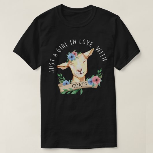 ヤギと恋に落ちたジャストガール農家農業 Tシャツ (デザイン正面)