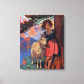 ヤギと牧草地でハイディ キャンバスプリント (正面)