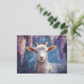 ヤギと紫の藤の花 ポストカード (スタンド正面)