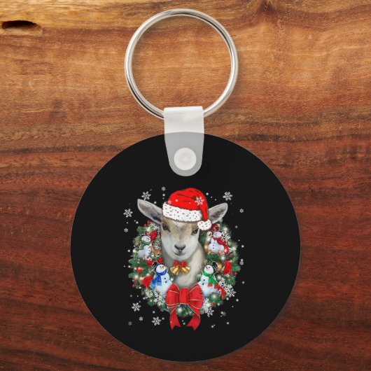 ヤギのクリスマスオーナメント装飾ギフトクリスマスギフト キーホルダー (正面)