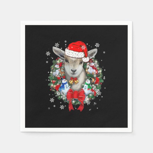 ヤギのクリスマスオーナメント装飾ギフトクリスマスギフト スタンダードカクテルナプキン (正面)