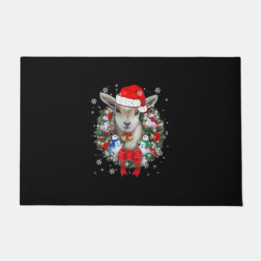 ヤギのクリスマスオーナメント飾りギフト Xmasプレゼント ドアマット (正面)
