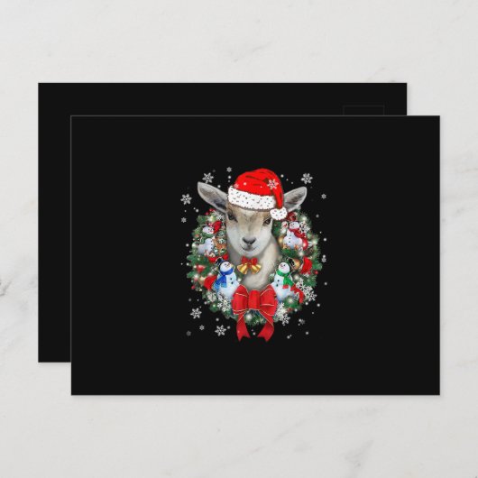 ヤギのクリスマスオーナメント飾りプレゼント クリスマスギフト インビテーションポストカード (正面/裏面)