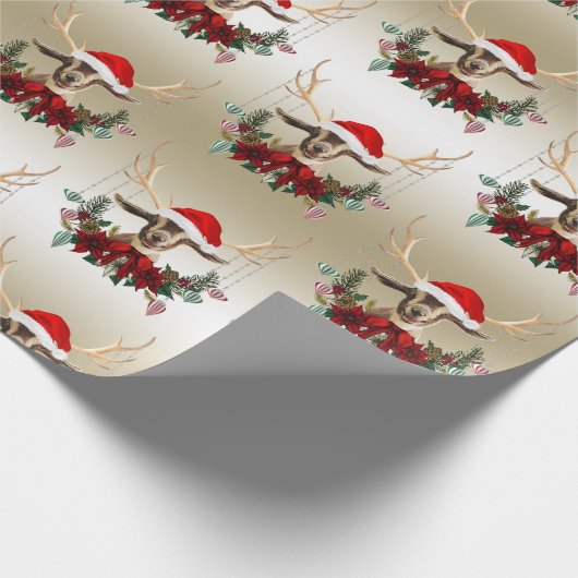 ヤギのクリスマスキュートToggenburgベビーヤギ〔雄ジカの〕枝角 ラッピングペーパー (角)