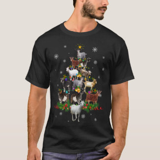 ヤギのクリスマスツリー雪おもしろいヤギクリスマスギフトT-Sh Tシャツ