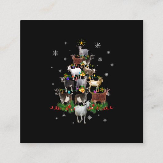 ヤギのクリスマスツリー雪ヤギクリスマス スクエア名刺 (正面)