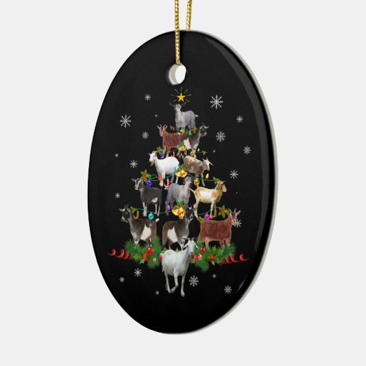 ヤギのクリスマスツリー雪ヤギクリスマス セラミックオーナメント (左)