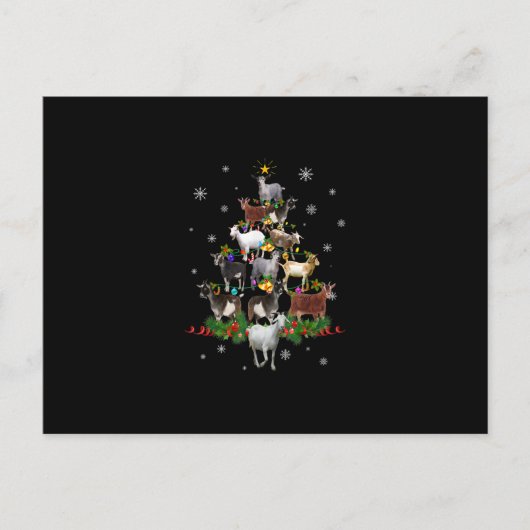 ヤギのクリスマスツリー雪ヤギクリスマス ポストカード (正面)