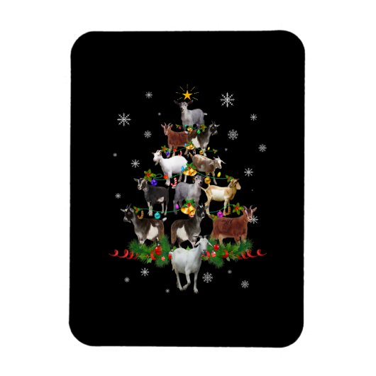 ヤギのクリスマスツリー雪ヤギクリスマス マグネット (縦)