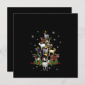 ヤギのクリスマスツリー 雪のヤギ クリスマス 招待状 (正面/裏面)