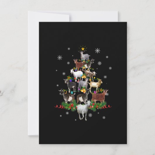 ヤギのクリスマスツリー 雪のヤギ クリスマス 招待状 (正面)