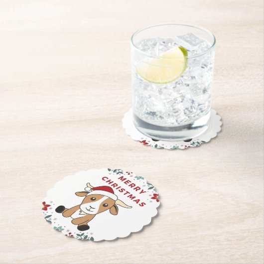 ヤギのクリスマスヤギ冬の動物の紙コースター ペーパーコースター (インサイチュ)