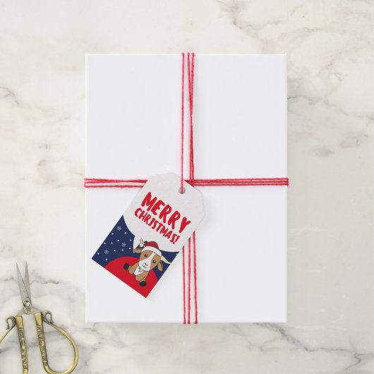 ヤギのクリスマスヤギ冬の動物ギフトラベル ギフトタグ (より糸付き)