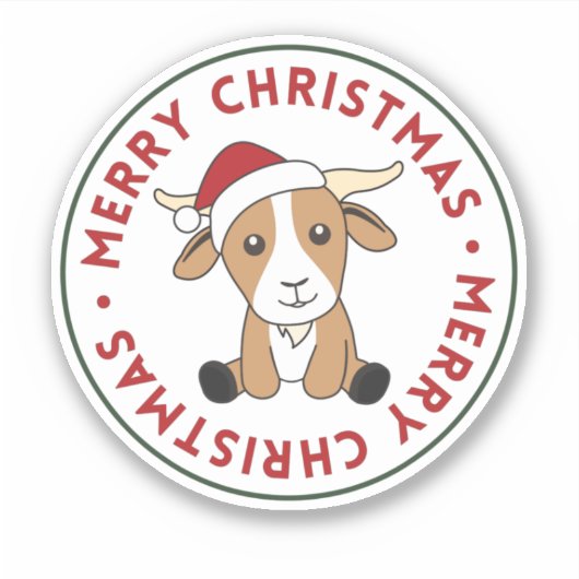 ヤギのクリスマスヤギ冬の動物シール シール (正面)