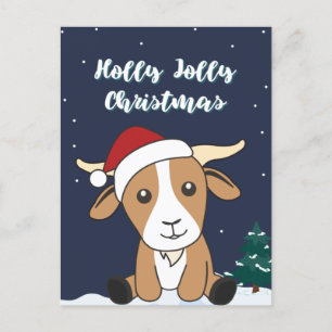 ヤギのクリスマスヤギ冬の動物ホリデーポストカ シーズンポストカード