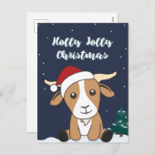ヤギのクリスマスヤギ冬の動物ホリデーポストカ シーズンポストカード (正面/裏面)