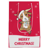 ヤギのクリスマスヤギ冬の動物ミディアムギフトバ ミディアムペーパーバッグ (裏面)