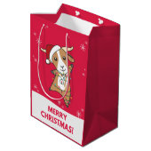 ヤギのクリスマスヤギ冬の動物ミディアムギフトバ ミディアムペーパーバッグ (裏面アングル)