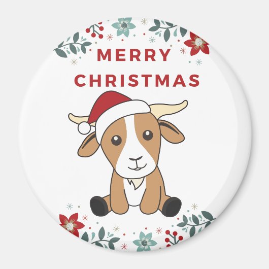 ヤギのクリスマスヤギ冬の動物磁石 マグネット (正面)