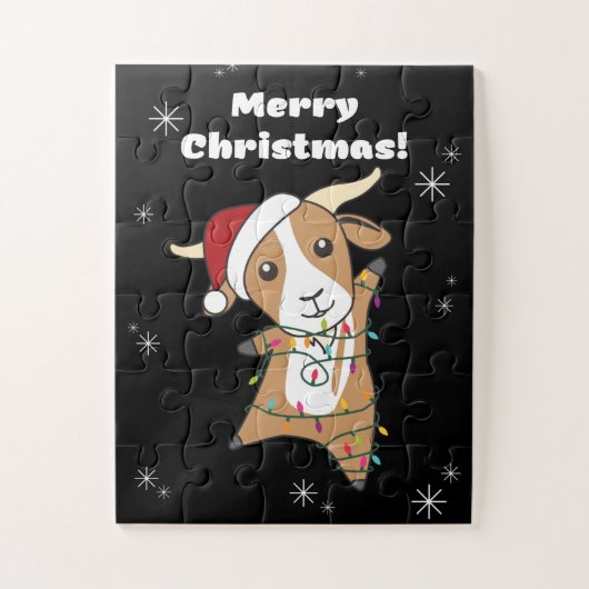 ヤギのクリスマスヤギ冬動物 ジグソーパズル (縦)